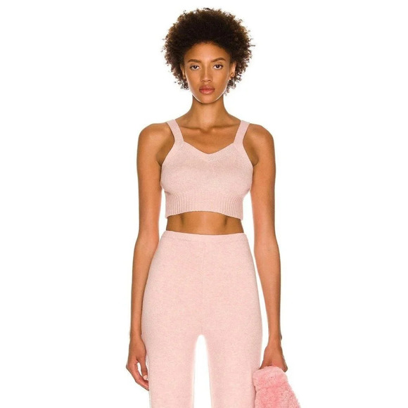 SABLYN Joyce Cashmere Ribbed Knit Top in Peony Pink XSmall New Mélange bralette - Picture 1 of 13